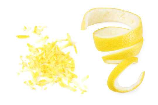 fresh lemon peel isolated on white background. healthy food