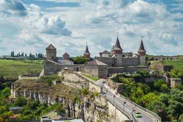 Fototapeta na wymiar Beautiful view of Kamianets-Podilskyi Castle. The most remarkable medieval landmark of central Ukraine.