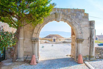 Kilitbahir Castle is a castle across the city, west of Canakkale. Door outside the castle