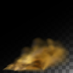 Dust cloud with particles, , desert sandstorm, cloud banner and brown sand flying. Smell smog realistic texture vector illustration isolated.