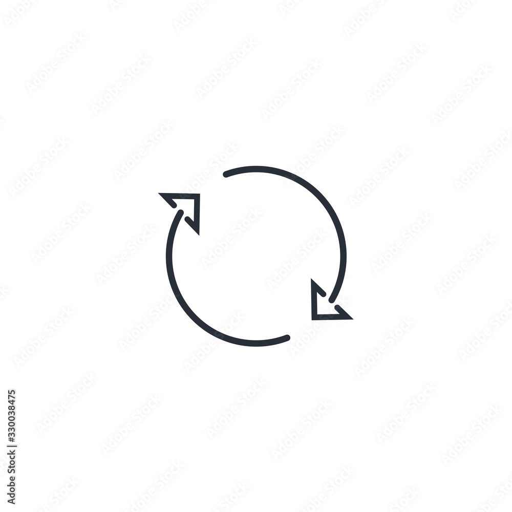 Poster round arrows. reorientation. new direction . vector linear icon isolated on white background.