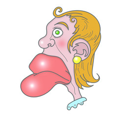 Caricature femme à grosses lèvres