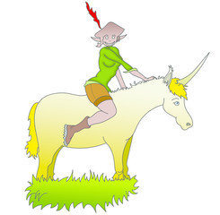 Elfe sur Licorne