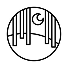 forest landscape night scene line style icon