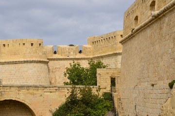 Battlements of Fort St Elmo in Malta