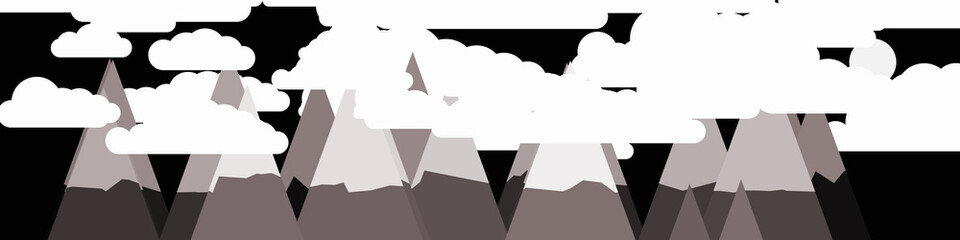 Abstract Random Placed Mountains Panorame Generative Art background illustration