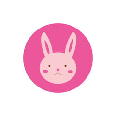 cute little rabbit easter block and flat icon