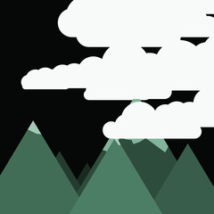 Abstract Random Placed Mountains Panorame Generative Art background illustration