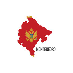 Montenegro flag map. The flag of the country in the form of borders. Stock vector illustration isolated on white background.