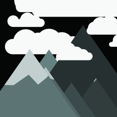 Abstract Random Placed Mountains Panorame Generative Art background illustration