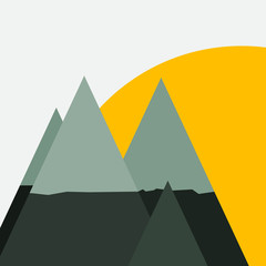 Abstract Random Placed Mountains Panorame Generative Art background illustration