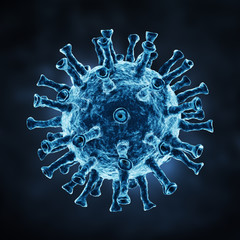 Herpes virus on a dark background. 3d illustration
