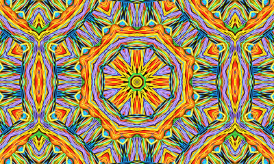 Abstract kaleidoscope background. Beautiful multicolor kaleidoscope texture. Unique kaleidoscope design. 