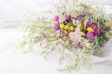 fragrant bouquet with medicinal herbs-yarrow, clover, for aromatherapy