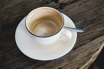 White Cup Coffee Cappuccino  on Wood Table 