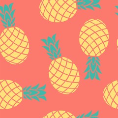 Vector seamless pattern in tropical style. Pineapples. Beach print. - 330048077