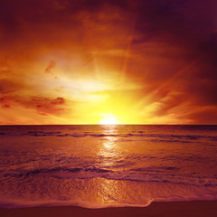Fantastic sunset over ocean