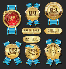 Retro vintage golden badges labels and shields 