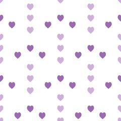 Seamless pattern with great violet hearts on white background for plaid, fabric, textile, clothes, tablecloth and other things. Vector image.