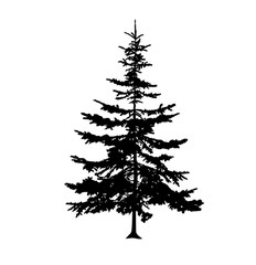 Silhouette of pine tree. Hand made.