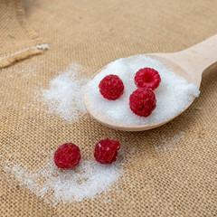 fresh raspberry berries with sugar