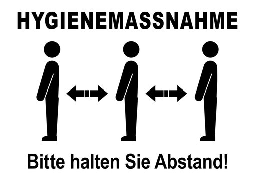 ds30 DiskretionSchild - ks537 Kombi-Schild - german text: Hygienemassnahme / Bitte halten Sie Abstand - Menschen / customers waiting - hygiene distance. - Druckvorlage - DIN A2 A3 A4 g9216