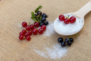 juicy currant berries with sugar
