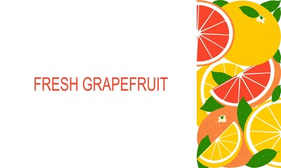 Vector fresh grapefruit template suitable for banners, magazines, websites, restaurants and menus. Healthy eating with fruits for a healthy lifestyle.