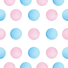 Photo sur Plexiglas Polka dot motif de répétition sans couture avec des bulles dans des teintes roses et bleues, conception de motifs lumineux et joyeux pour les arrière-plans, projets d& 39 emballage, papier peint, affiche de tissu ou de fête, conception de motifs de surface géométri