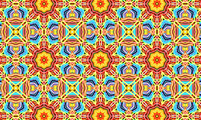 Geometric kaleidoscope multicolored seamless pattern. Abstract background. Beautiful multicolor kaleidoscope texture. Unique kaleidoscope design. Illustration for design.