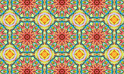 Geometric kaleidoscope multicolored seamless pattern. Abstract background. Beautiful multicolor kaleidoscope texture. Unique kaleidoscope design. Illustration for design.