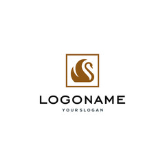 swan logo,goose or duck icon design vector in trendy and abstract luxury line outline style 