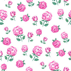 Romantic Rose Pattern - Seamless Watercolor Flower Background