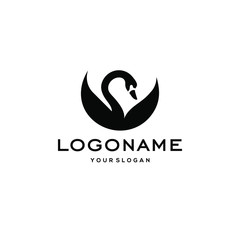 swan logo,goose or duck icon design vector in trendy and abstract luxury line outline style 