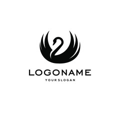 swan logo,goose or duck icon design vector in trendy and abstract luxury line outline style 