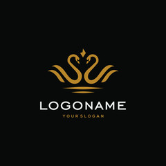 swan logo,goose or duck icon design vector in trendy and abstract luxury line outline style 