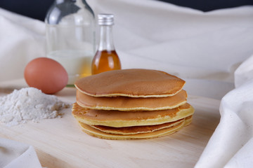Hot pancake with sugar and honey toppings