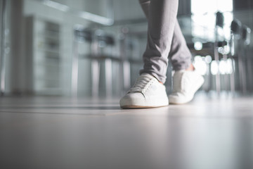 close up.business people leaving the workplace in the office.