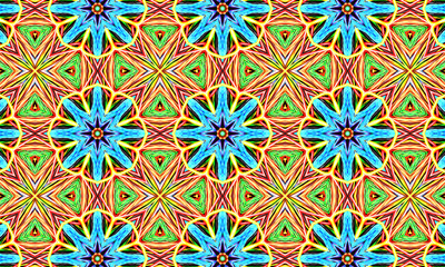 Fototapeta premium Red kaleidoscope sequence patterns. 4k Abstract multicolored motion graphics background. Or for yoga, clubs, shows, mandala, fractal animation. Beautiful bright ornament. Seamless loop.