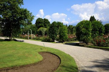 Obraz premium Stresa (VCO), Italy - June 02, 2018: Villa Pallavicino garden, Stresa, Verbano-Cusio-Ossola, Piedmont, Italy.