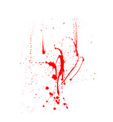 Red isolated splash with drops and stains. Red watercolor splatter brush