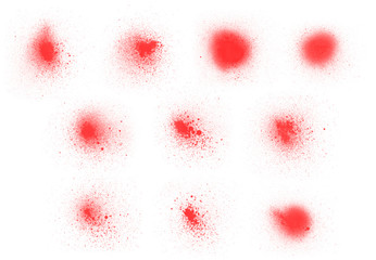 Set of 10 red watercolor spray isolated brush