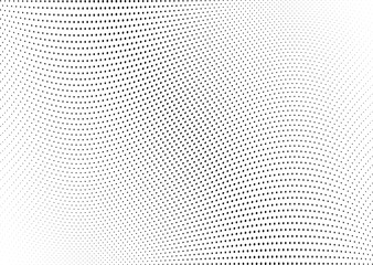 Abstract halftone wave dotted background. Futuristic twisted grunge pattern, dot, circles.  Vector modern optical pop art texture for posters, business cards, cover, labels mock-up, stickers layout