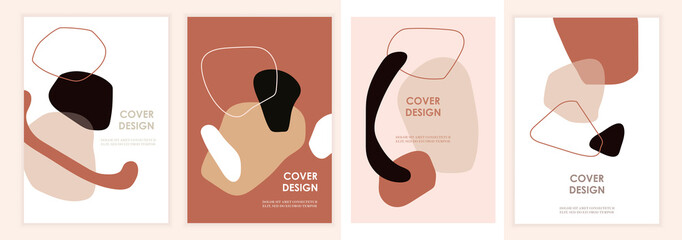 Minimalistic art. Set of abstract templates for banners, posters, flyers, covers. Vector illustration. Abstract shapes, lines and spots. Simple flat background.