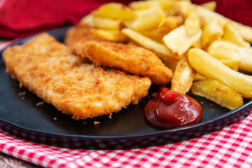 British Traditional fish and chips and tartar sauce