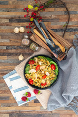 fusilli chicken roasted italian cheese with basil and parmesan sauce