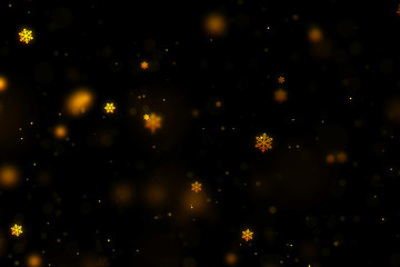 abstract circular and snow shape golden sparkle glitter bokeh flowing movement