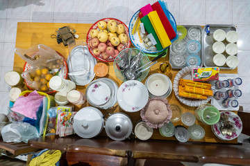 Food and gift Preparing for the merit-making ceremony