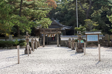 Fototapeta na wymiar 秋の和多都美神社の鳥居の風景
