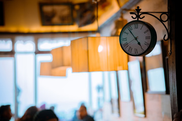 The clock in the coffee shop